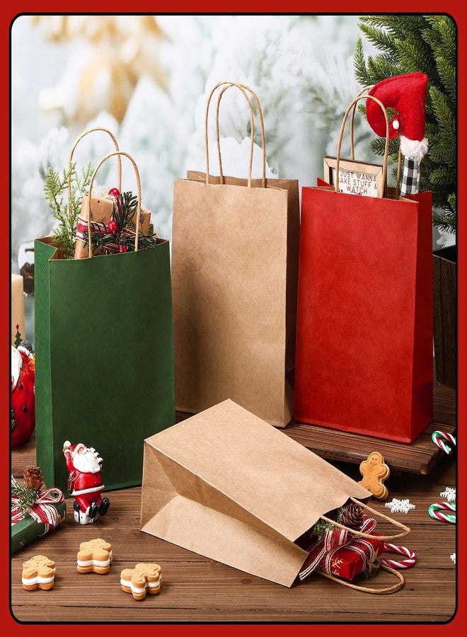 Kolldenn 120 Pcs Brown Red and Green Christmas Gift Bags Holiday Gift Kraft Paper Bags with Handles for Wedding Baby Shower Bridal Shower Shopping Party Favor Business, 8.26 x 6.3 x 3.15 Inches - Image 5